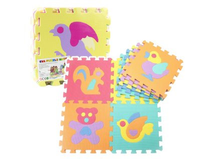 Edukační Pěnová Podložka Puzzle Zvířata, 9ks, Bezpečné Hraní, CE a EN71 Certifikát
