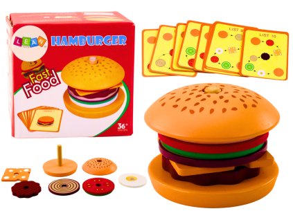 Dřevěný Hamburger Set s Recepty - Kreativní 8dílná Sada pro Děti od 3 Let
