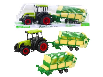 Zemědělský Traktor se Žlutozeleným Přívěsem - Dětská Hračka pro Kreativní Hru