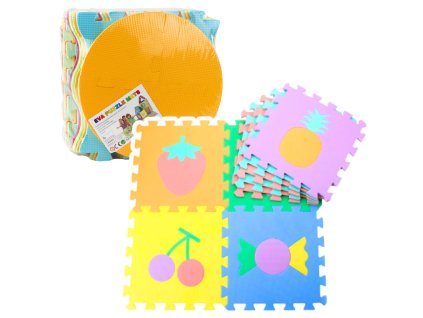 Edukativní Pěnová Puzzle Rohož s Ovocem a Sladkostmi - 16 Dílků