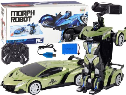Transformační Samochód-Robot R/C 1:10 Zelený, Gestické Ovládání, Pro 8+ Let