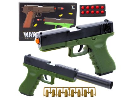 Zelená Dětská Pistolka Warfare s Piankovými Naboji a Plastovými Nábojnicemi