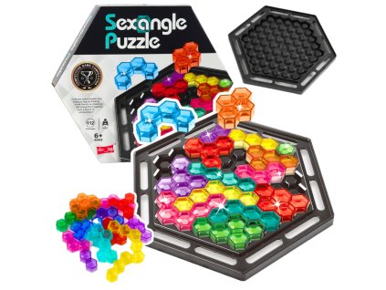 Sexangle Tetris Puzzle: 16 Kostek, 112 Úkolů – Rozvoj Logiky a Kreativity