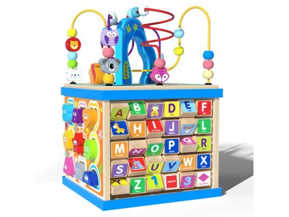 Dřevěná Edukační Kostka Sorter: Abeceda a Tvarová Zábava pro Děti 3+