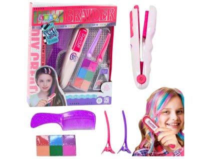 Kreativní Set pro Barevnou Úpravu Vlasů s Prostorvnici a Barevnými Křídami