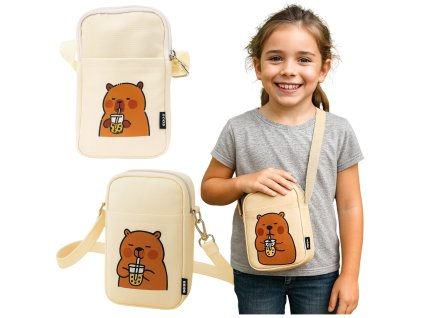 Bílá ramenní taška Kapibara s nastavitelným páskem 20 x 14,5 cm