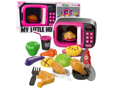 Dětská Mikrovlnná Trouba My Little Home s Otočným Tálem a Zvukovými Efekty - Růžová