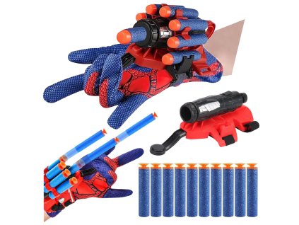 Dětská rukavice s pěnovým vystřelovačem inspirovaná Spiderem, sada 10 šipek