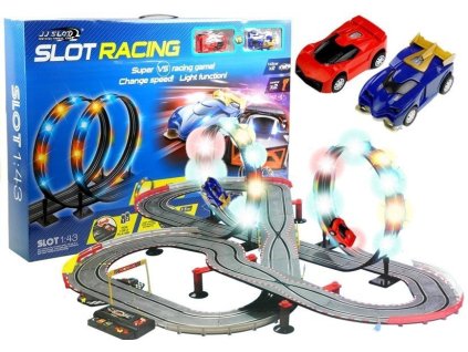 Závodní Dráha 2 Autíčka Slot Cars 1:43 Smyčka Světla