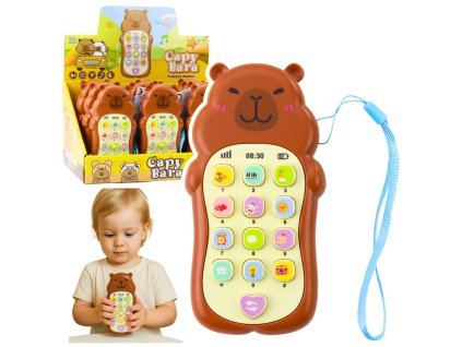 Dětský Edukační Telefon Kapibara XL s Melodiemi a Světelnými Efekty – Bronzový