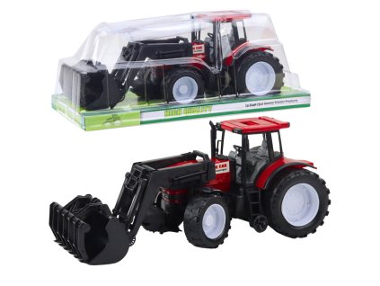 Dětský zemědělský traktor s pohyblivou lžící - červený 36cm