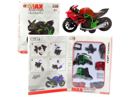 DIY Kovový Motocykl Model 1:14 Zeleno-Červený
