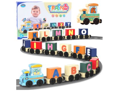 Edukativní stavebnice Vláček s písmeny a čísly, 16 dílů, barevný set pro děti od 3 let