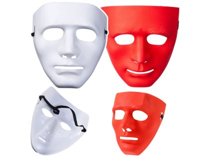 Elegantní Karnevalová Maska Anonim s Gumičkou – Bílá/Červená