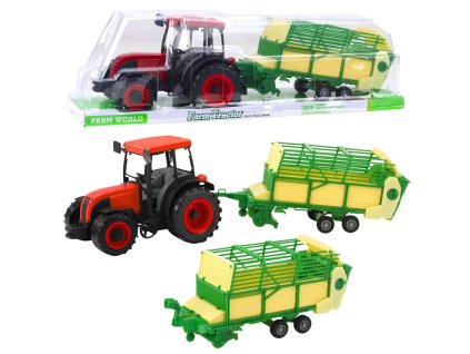 Farmářský Traktor s Převěsem - Červený Model pro Děti 3+ s Realistickými Detaily