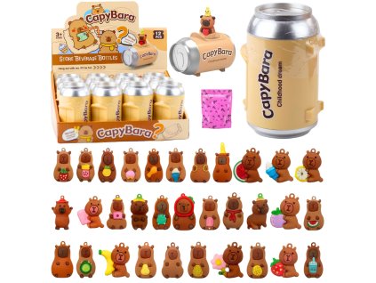 Figurka Kapybara Surprise s Klíčenkou a Kartami v Plechovce - Unikátní Zvířecí Dárkový Set