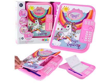 Interaktivní Deník Jednorožec s Kódem a Hravými Funkcemi - Růžový