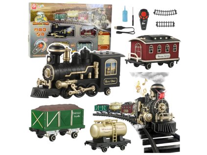 Klasická Elektrická Vláčková Sada RC s Efekty Světla, Zvuku a Parními Výpary, 206 cm, 24 ks