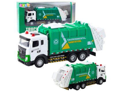 Kovová Dětská Śmieciarka se Světelnými a Zvukovými Efekty, Zelená