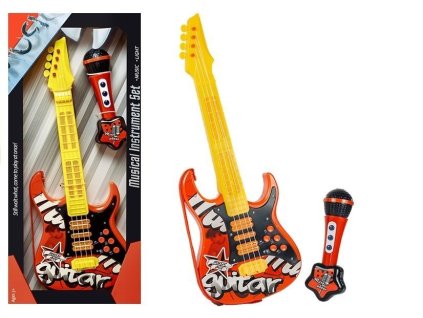 Elektrická Kytara Mikrofon Struny Červená