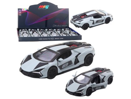 Kovové Sportovní Auto s Otevíracími Dveřmi, Pohon Rychlého Startu, Šedé 1:32