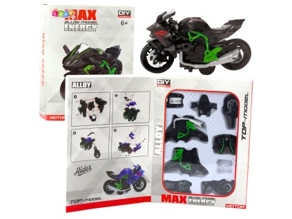 Kovový Motocykl 1:14 DIY v Zeleno-Černé Barvě