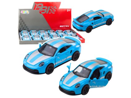 Kovový Sportovní Model Auta GTRS 1:43 s Otevíracími Dveřmi - Modrý Design