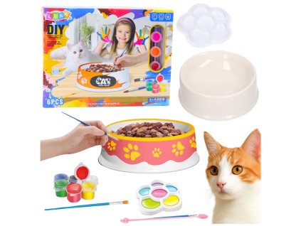 Kreativní Set: Keramická Miska pro Kočku - DIY Malování pro Děti, 6 ks