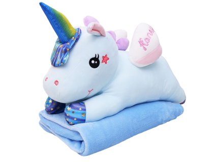 Luxusní Plyšový Jednorožec 3v1 s Dekou 160x110 cm - Modrý Klenot pro Vaše Dítě