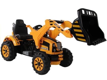 Akumulátorový Traktor s Lžící Bagr Oranžový