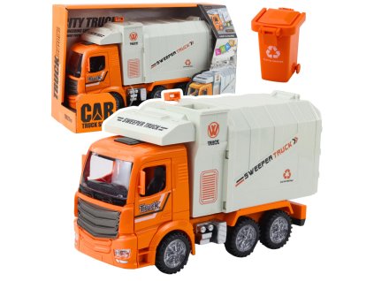 Městské Popelářské Auto s Světelnými a Zvukovými Efekty - Oranžové