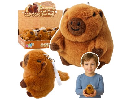 Pluszový přívěsek Kapibara s pohyblivým ocáskem 9x8 cm