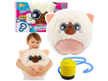 Plyšový Skákací Míč BigCutePet Kotek Bílý s Pumpičkou 50cm