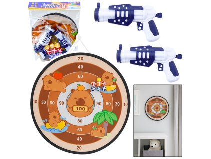 Zábavná hra pro děti: Terč s kapybarami - střelba míčky z pistolí, 73,5 cm