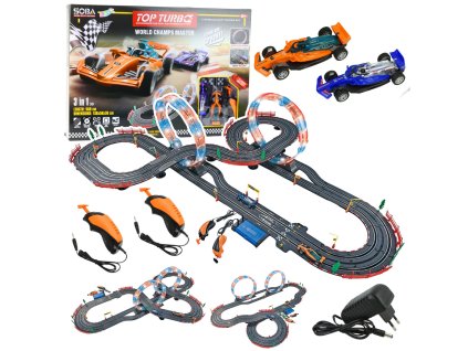 Závodní Dráha 3v1 s RC Auty a Podsvícenými Smyčkami - Délka 560 cm
