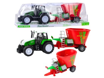 Zemědělský Traktor S Míchacím Přívěsem Pro Děti - Zelený Model