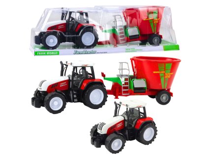 Zemědělský Traktor s Přívěsem a Míchadlem Krmiva, 60cm - Věrná Hračka pro Budoucí Farmáře