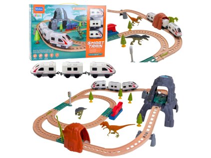 Elektrický Vlakový Set s Dinosaury Světla Zvuky Edukativní 76 cm