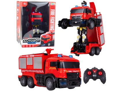 Transformující RC Hasičský Robot 2v1 se Světly, Zvukem a Vodním Postřikem pro Děti od 6 let