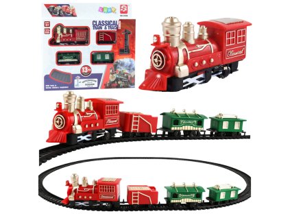 Dětská mini železnice bateriová - lokomotiva s vagony a kolejemi (13 dílů)