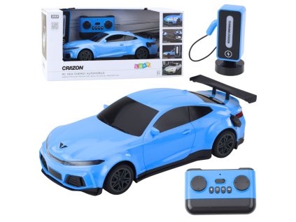 Elektrické Sportovní RC Auto s LED a Zvuky, Modrá Nabíjecí Stanice