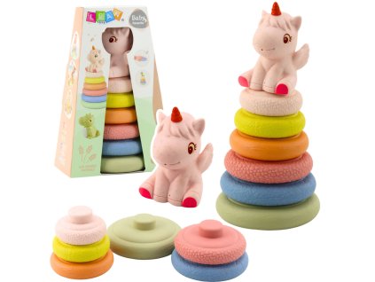 Sensory Pyramid Unicorn Eco-Friendly dětská hračka 6m+ bezpečná a rozvíjející smysly