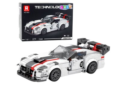 Stavebnice Sportovní vůz VIPER – 379 dílků, bílo-červený model pro nadšence aut od 14 let