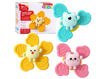 Dětský Senzorický Set Spinnerů s Přísavkou - Stimulace a Hra pro Nejmenší (3 ks)