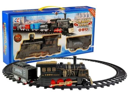 Klasická sada kolejnice: Lokomotiva + Vagon + Koleje