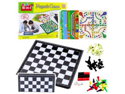 Magnetický Herní Set 18v1: Šachy a Více