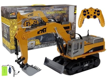 RC Dálkově ovládaný stavební stroj Bagr 2.4G R/C Světla Žlutý
