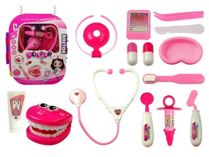 Sada Lékařských Nástrojů v Kufříku s Fonendoskopem a Zrcátkem Bílý