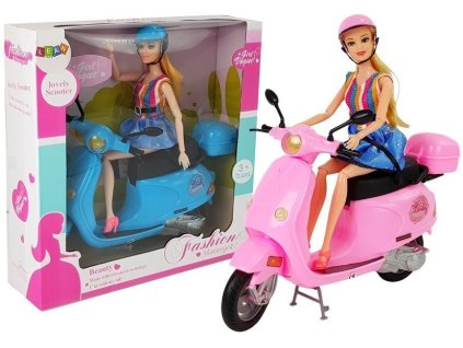 Sada Panenka se Skútrem Helma Dlouhé Vlasy Růžová