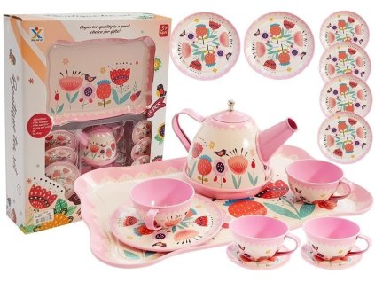 Čajový Set Sada šálků Konvice Podšálky 14 kusů